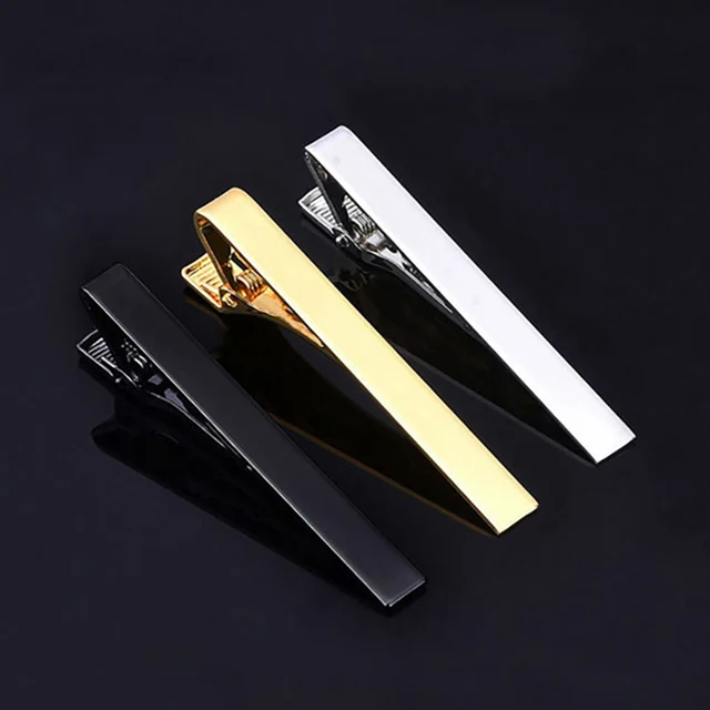 Tie Clip Necktie Accessories Fashion Style Ties for Men Metal Tone Simple Bar Clasp Practical Clasp Tie Pin for Mens Collar Clip 2