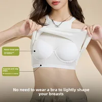 Haut Camisole à col licou fileté avec soutien-gorge intégré, haute élasticité, écharpe ajustée, bonnet fixe, sous-vêtements respirants pour femmes 3