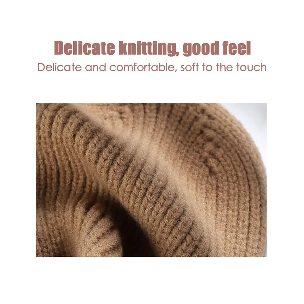 Neue mehrfarbige Strickmützen, einfarbig, niedlich, für Damen/Herren, Winter- und Herbstmützen, wärmende Mütze für den Außenbereich – Detail 12