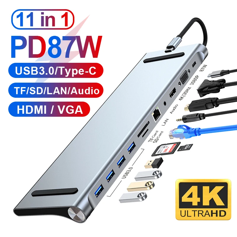 

TAIHOM 6 in 1 Type C Hub with 4K USB C to HDMI SD TF Card Reader 3 USB 3.0 Ports Hub Adapter