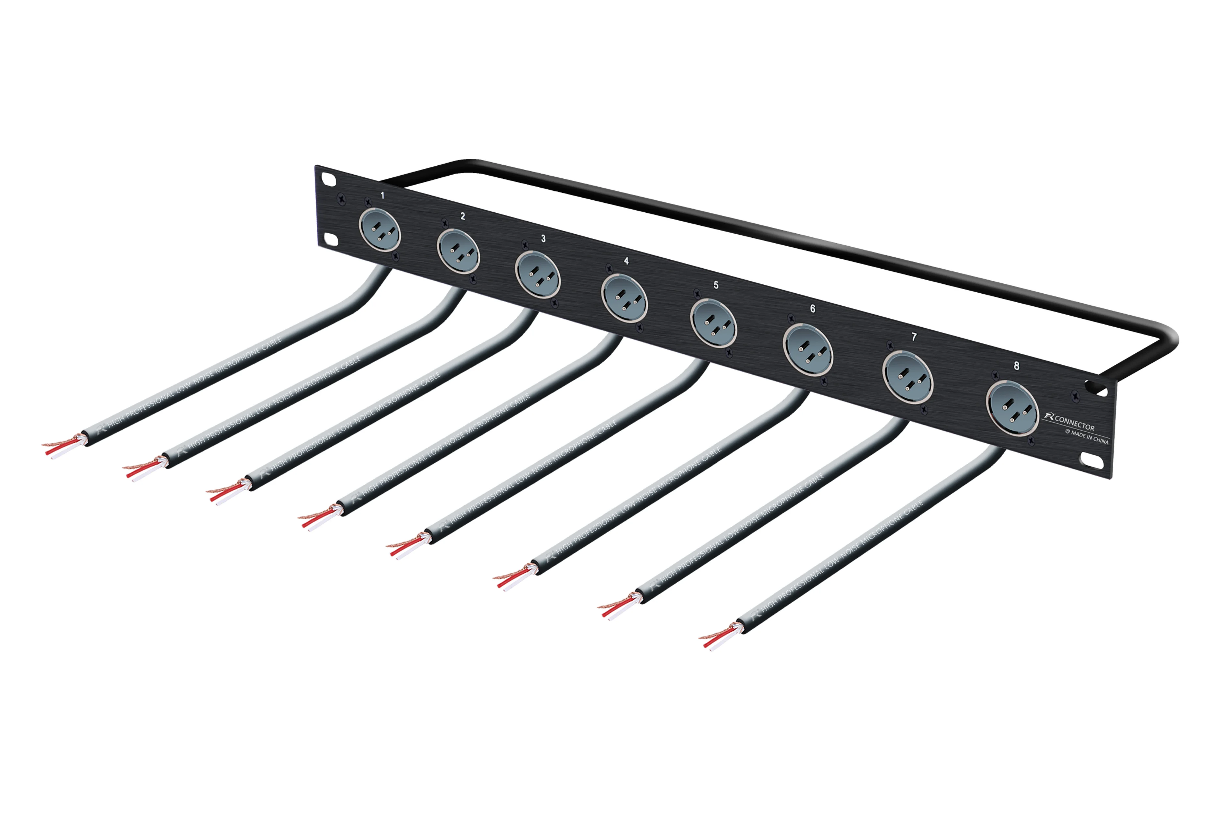 Rack Patch Panel 8-Wege 3Pin XLR Stecker Chassis Stecker Audiokabel Pigtail Bare Wire 1U Flight Case Mount für Pro Lautsprecher – Detail 11