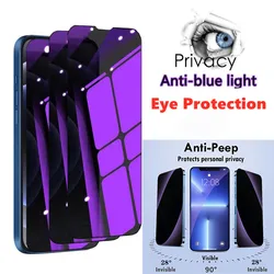 Anti Blue Light Privacy Tempered Glass Screen Protector - Eye Protection & Clarity - 3 Pcs Glass (For iPhone 14 Pro)