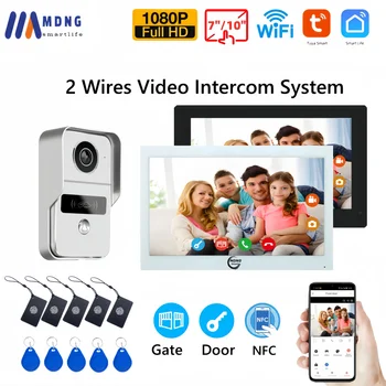 2 Wires Digital Video Intercom System 7/10 Inch Wireless WIFI Video Doorphone Tuya Smart WIFI Doorbell Camera for home Apartment 1