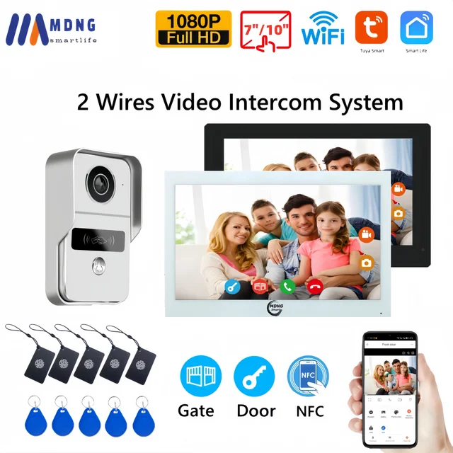 2 Wires Digital Video Intercom System 7/10 Inch Wireless WIFI Video Doorphone Tuya Smart WIFI Doorbell Camera for home Apartment 1