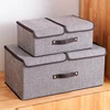 Cotton Linen Fabric Double Lid Foldable Storage Box Sundry Organiser Storage Box 1