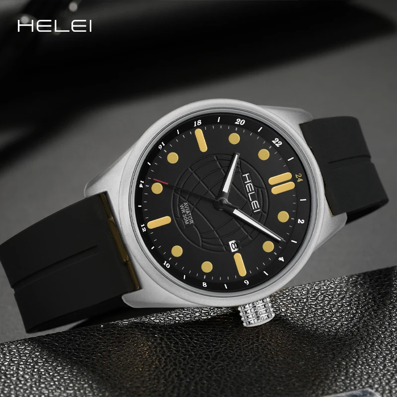 HELEI2024 Men's Quartz Watch Vintage Dial Quartz Watch Strap Men's Luxury Watch Men's Quartz Wristwatch Gift For Men