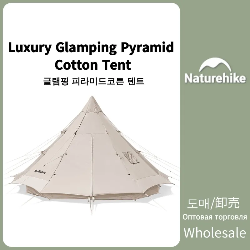 Naturehike Outdoor Luxury Glamping Pyramid Cotton Tent Large Space Tenda Traspirante Tenda Da Viaggio Portatile Ispessente Impermeabile