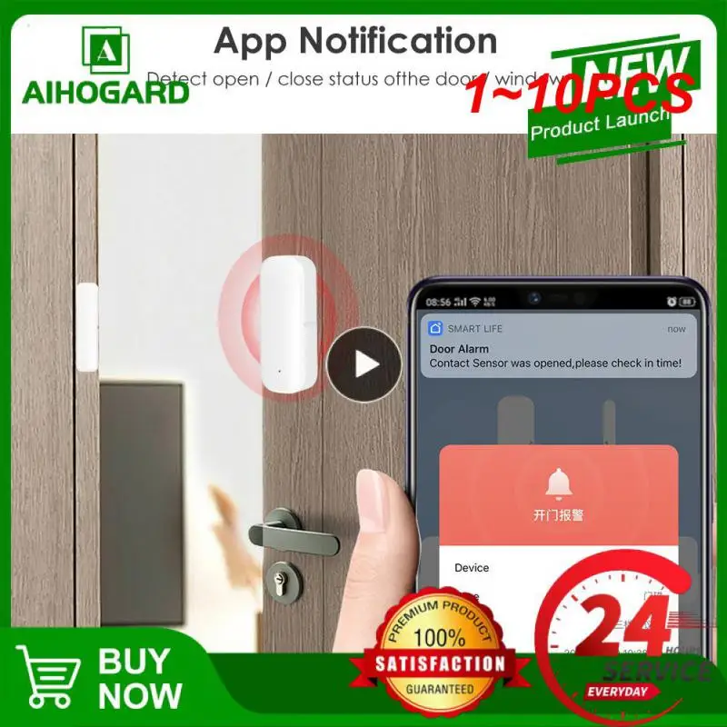 

1~10PCS Tuya WiFi Door Sensor Open/Close Detector Window Door Sensor APP Remote Control Linked Alarm Smartlife Support Alexa