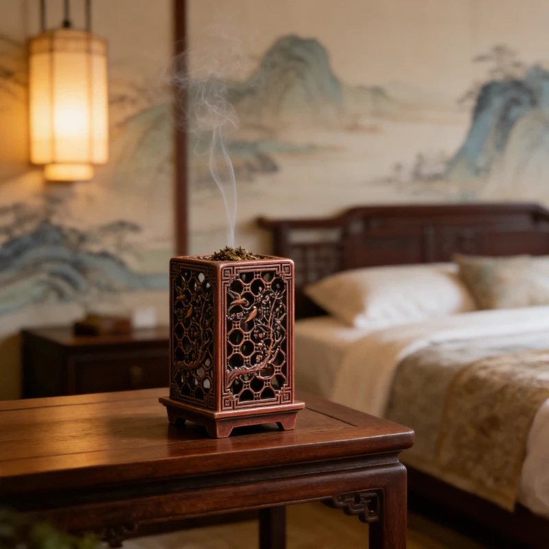 مبخرة عمودية مربعة صغيرة من سبيكة شيانغ يون، حامل...