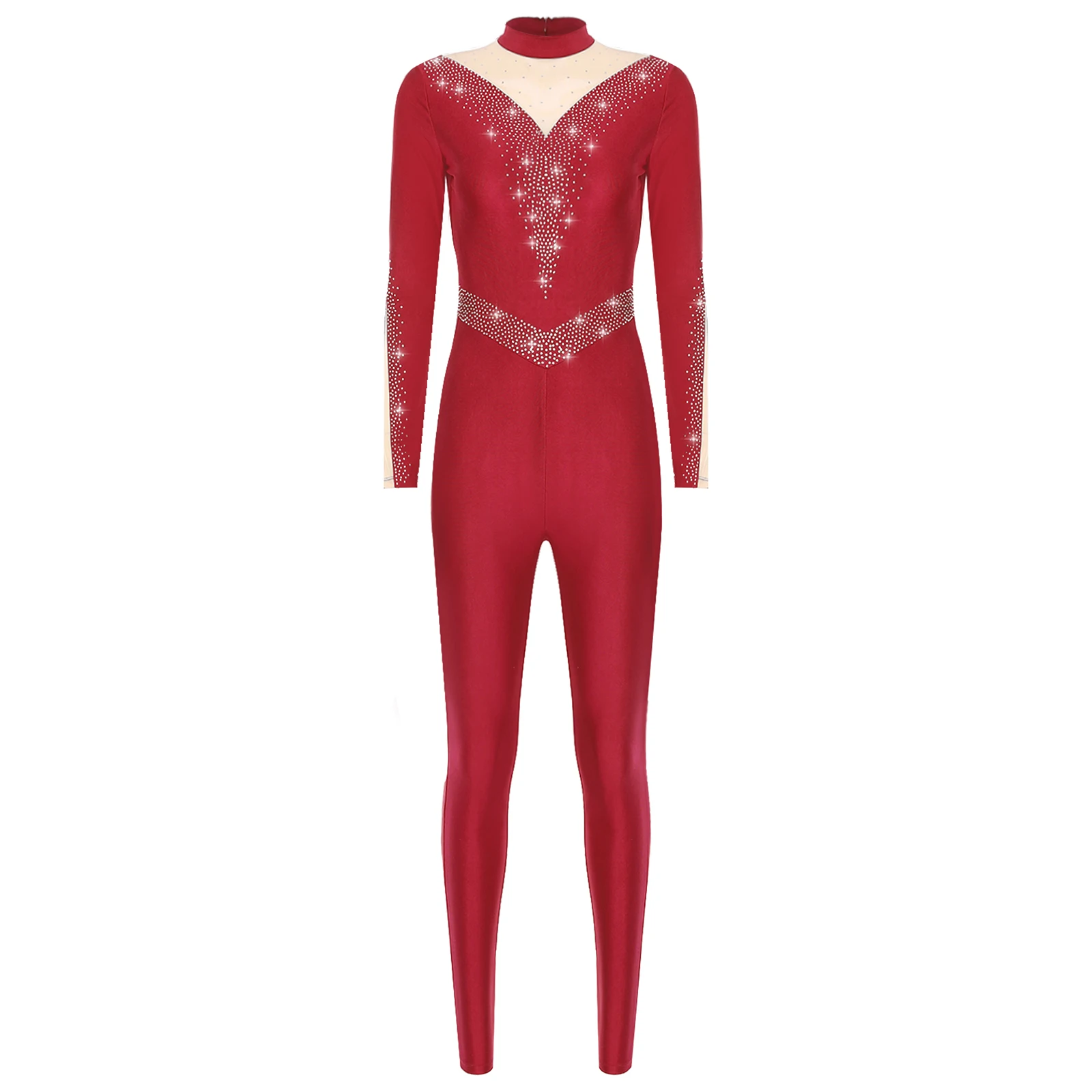 Damen Gymnastik-Ballett-Trikots, Eiskunstlauf-Tanzkostüm, Strampler, Body, glitzernde Strasssteine, figurbetont, Ganzanzug, Overalls – Detail 10