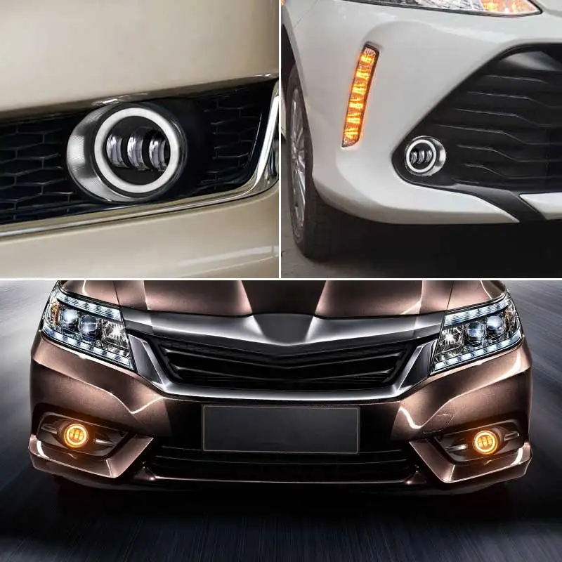 DRL LED Fog Light with White Amber Angel Eyes Lens and Projector