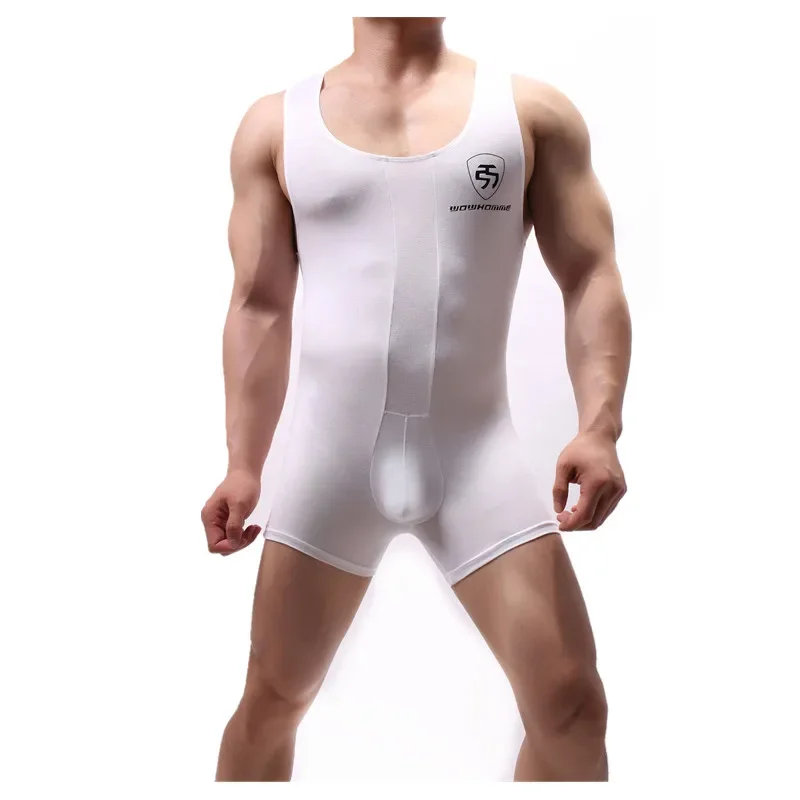Sexy Men Undershirts Wrestling Singlet One-Piece Leotard Sports Men Bodysuit Seamless Jumpsuit Boxershorts Underwear Bulge Pouch