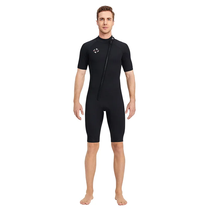 3mm Wetsuit Men Neoprene One Piece Short Sleeve Wetsuit Surf Suit Scuba Diving Snorkeling Suit Swimsuit Water Sportswear