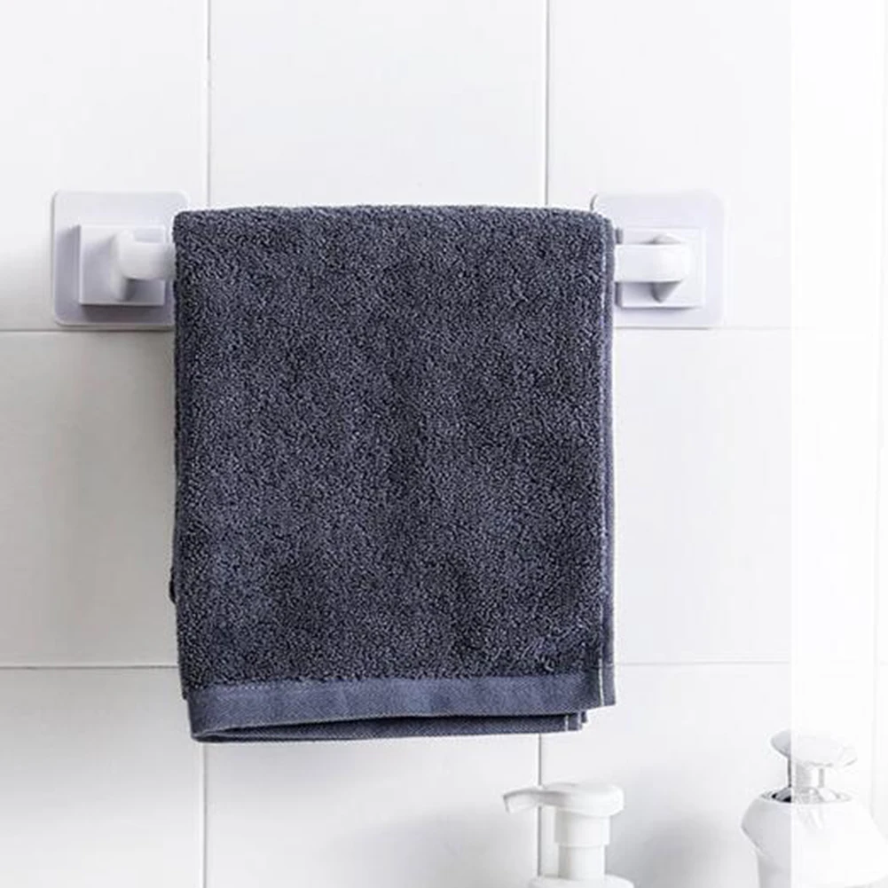 Towel Rack Towel Holder White Black Towel Rack Towel Rod Holder Wall Track Rack Self-adhesive Wall Mounted Bathroom Kitchen Rust Proof Household
