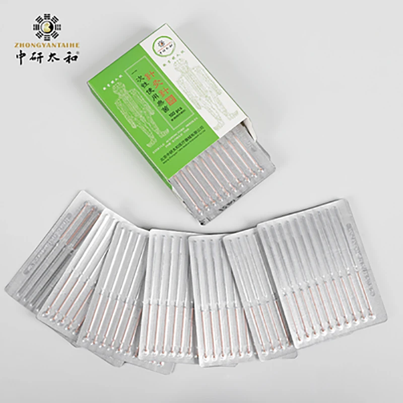 Disposable Acupuncture Needle 100 Pcs Disposable Copper Handle Acupuncture Needle Without Tube Sterile Sharp Needle Individual Package Tin Foil