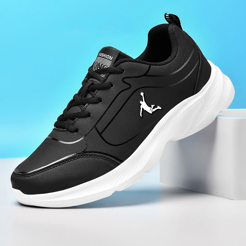 

Fashion Men Sneakers Leather Casual Shoes Lac-up Mens Shoes Lightweight Running Shoes male Walking Sneakers Zapatillas Hombre