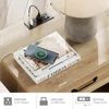 Set of 2 Nightstands with Drawers & Charging Station, 2 Pack with Solid Wood Feet, Nightstands 5
