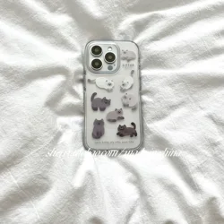 Korean Ins Cute Cartoon Cat Summer Fresh Phone Case Cover - iPhone 12 Mini (Only Phone Case)