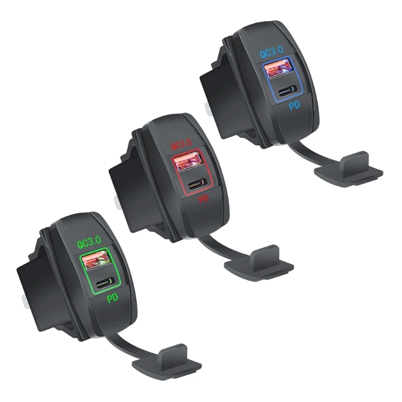 

Auto Charging Adapter Car Universal 12V 24V USB Charging Port Waterproof USB QC3.0 & PD Type C Power Outlet F19A