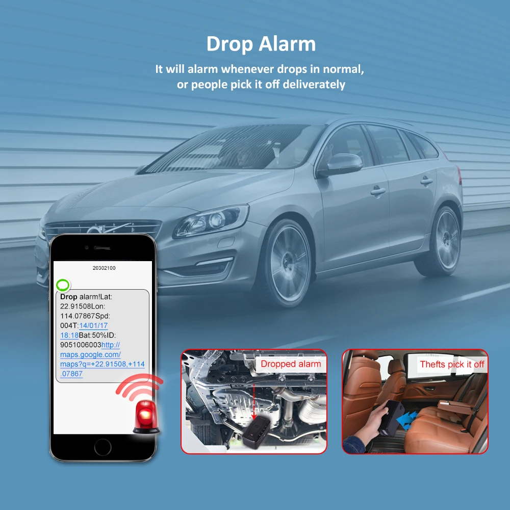 Drop alarm sensor alert icon on smartphone screen