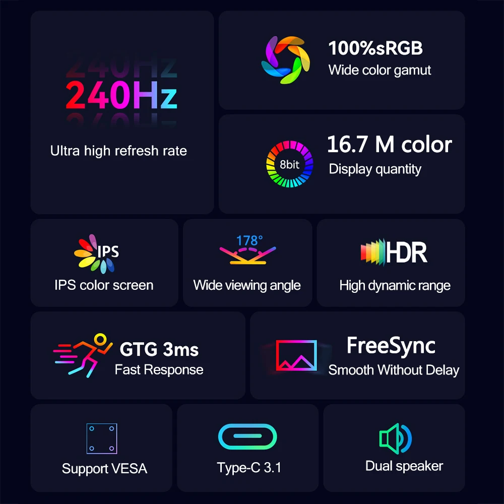 PC Ʈ  Xbox PS4/5 ġ ޴ , 1080P HDR 100% SRGB IPS ȭ, GTG 3MS Freesync  ÷, 17.3 ġ 240Hz