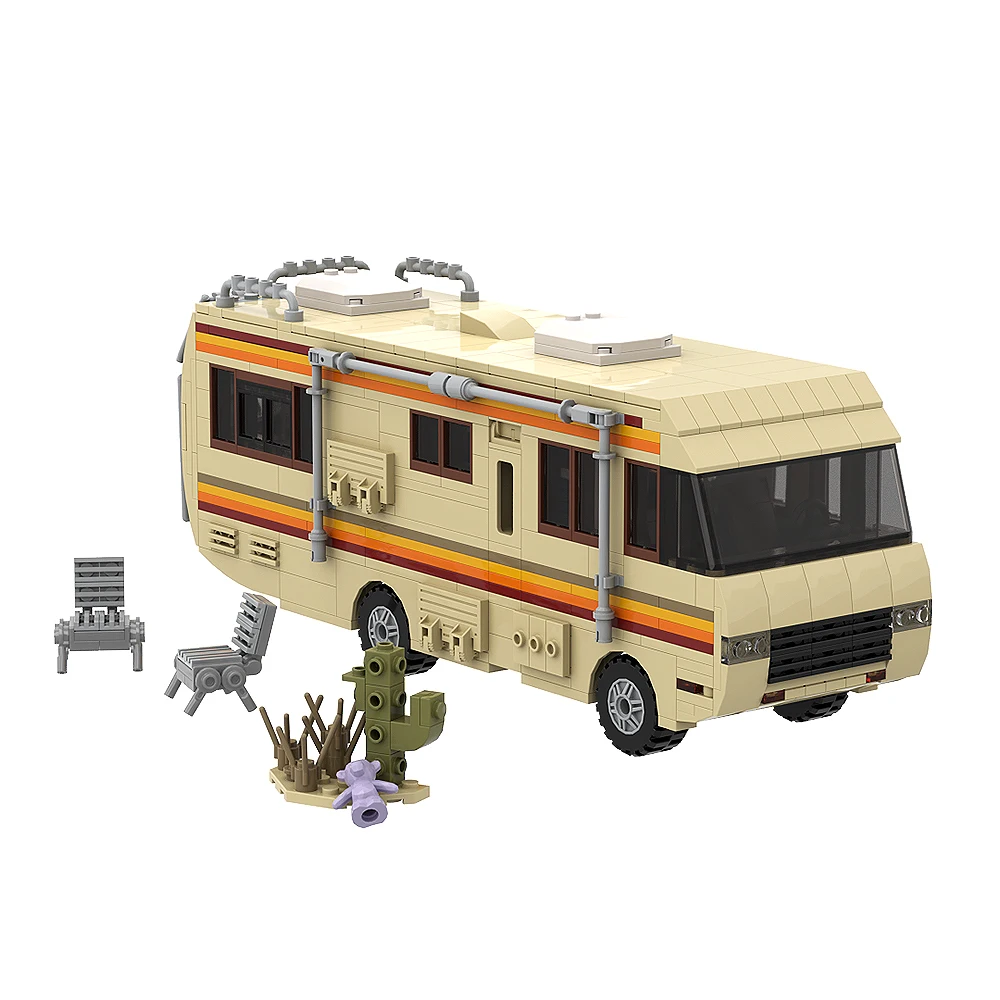 

Gobricks MOC Classic Movie Breaking Bad Car Building Blocks Kit Walter White Pinkman Cooking Lab RV Vehicle Model Toys For Gifts
