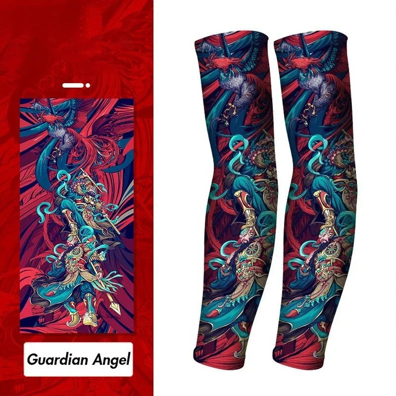 Motorcycle Cycling Samurai Sports Compression Arm Sleeves For Men Women Youth UV Sun Protection Baseball Football Basketball