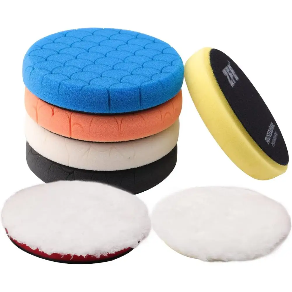 цена 7Pcs Buffing Polishing Pads 6 Inch Face For 150mm Backing Plate Compound Buffing Sponge Pads Polishing Waxing Tool