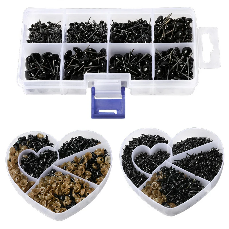 

MIUSIE 3-10mm Black Plastic Mini Eyes Set DIY Plush Toys Girls Toy Accessories Felting Needle Accessories For Bears Animals Doll