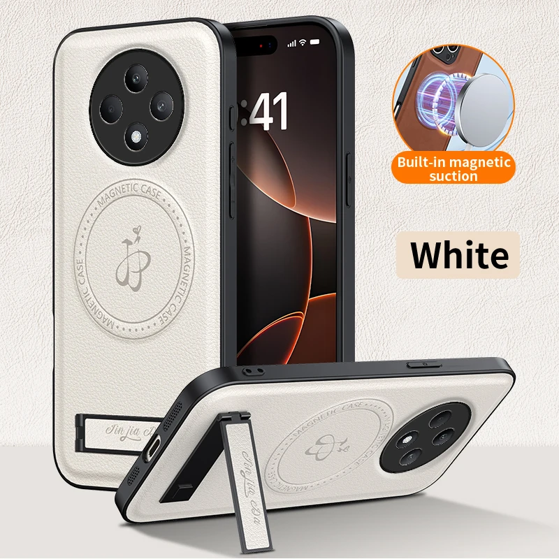 Leather Magnetic Stand Case - Shockproof, Full Camera Protection, Soft Shell Cover