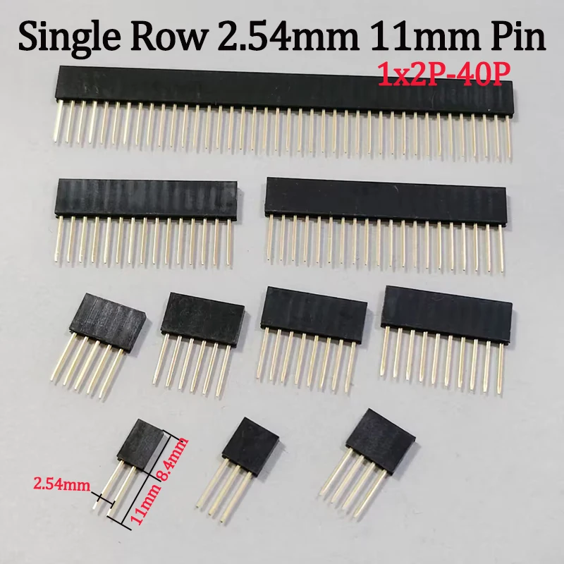 10PCS 2.54mm 피치 스트레이트 핀 연장형 11mm 핀 암 헤더 커넥터 1x2/3..