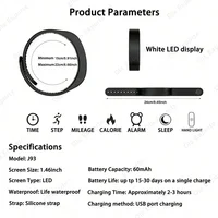 Bracelet intelligent LED numérique étanche, horloge intelligente, podomètre de course, moniteur d'activité, alarme vibrante, rappel, HT30 6