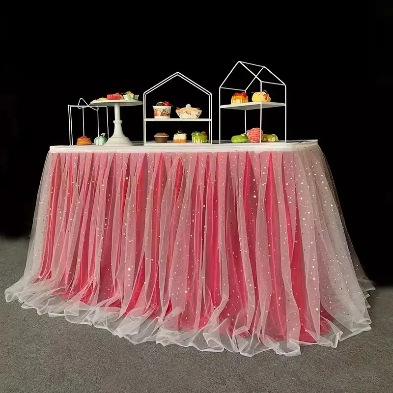 Tulle Gold Table Skirts Tutu Table Skirt Wedding Birthday Party Tulle Skirt Decoration tablecloth
