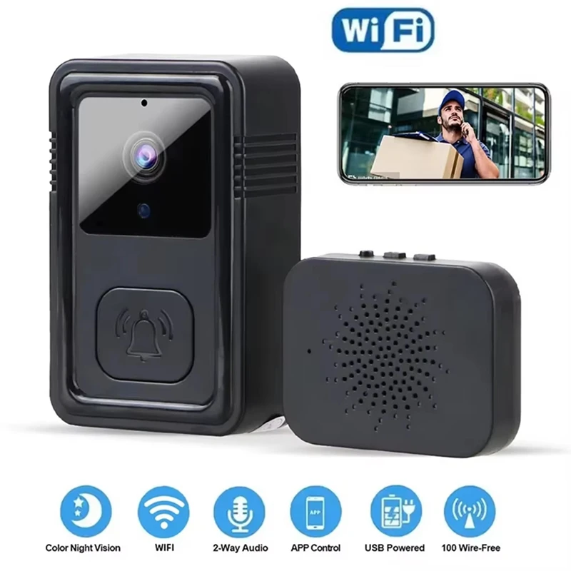 A01F-Wireless Wifi Doorbell Camera Video Two-Way Intercom Doorbell Smart Home Voice Change Night Vision Camera