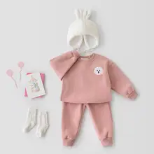 Conjunto de jersey informal para niños de 6 meses a 6 años, sudadera de dibujos animados y pantalones, traje de 2 piezas de algodón suave, Moda para niños y niñas