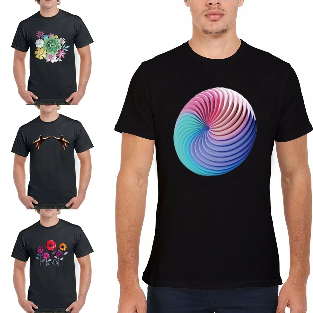 

Casual Men's T Shirt 2022 Round Neck Short boys Sleeve Black Simple Summer 3D Print Fashion black Youth Commuter Top T Shirt