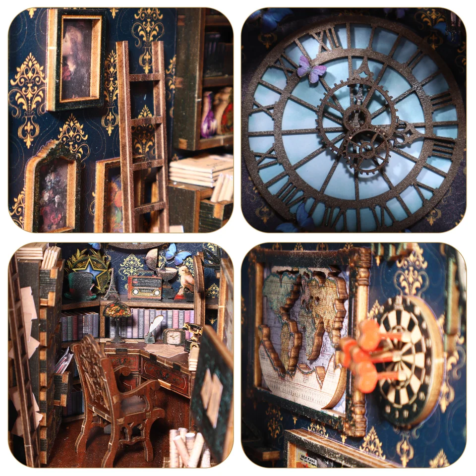 CUTEBEE 3 D木製パズルDIYドールハウス本棚インサートデコア