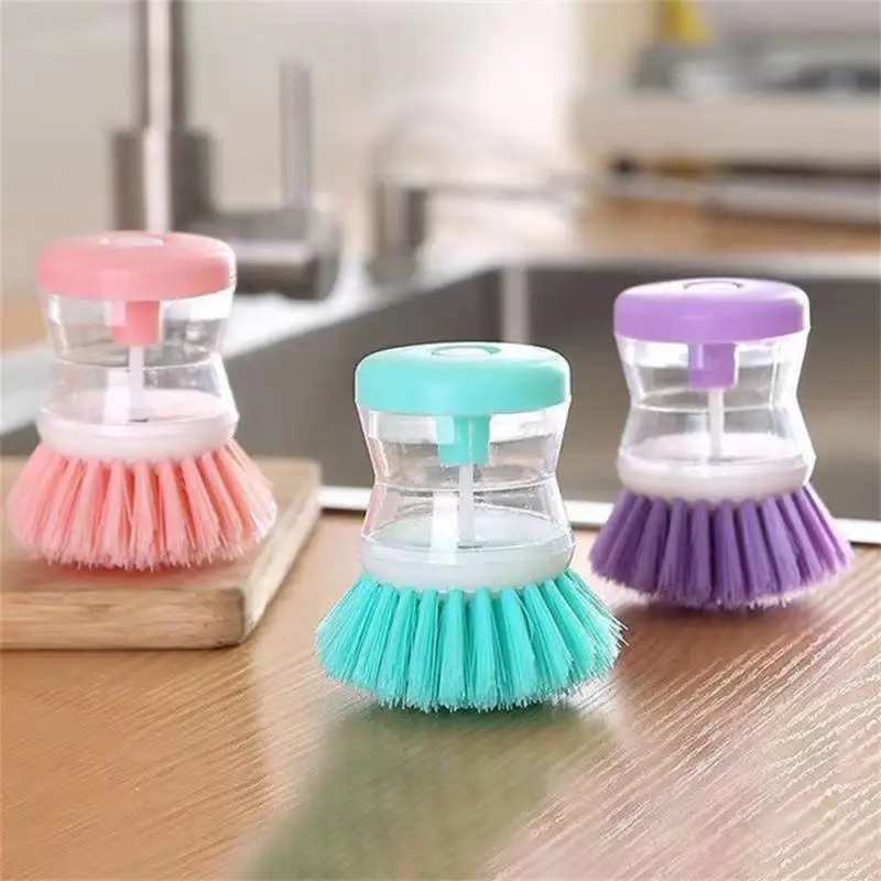 Easy Clean Soap Dispensing Brush with Suction Base