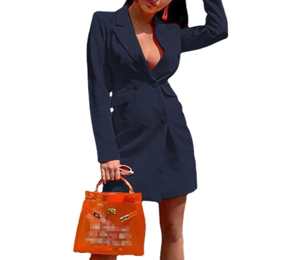 Office Suit for Women 2023 Fashion New Solid Color Slim Double-breasted Long-sleeved Temperament Elegant Jacket