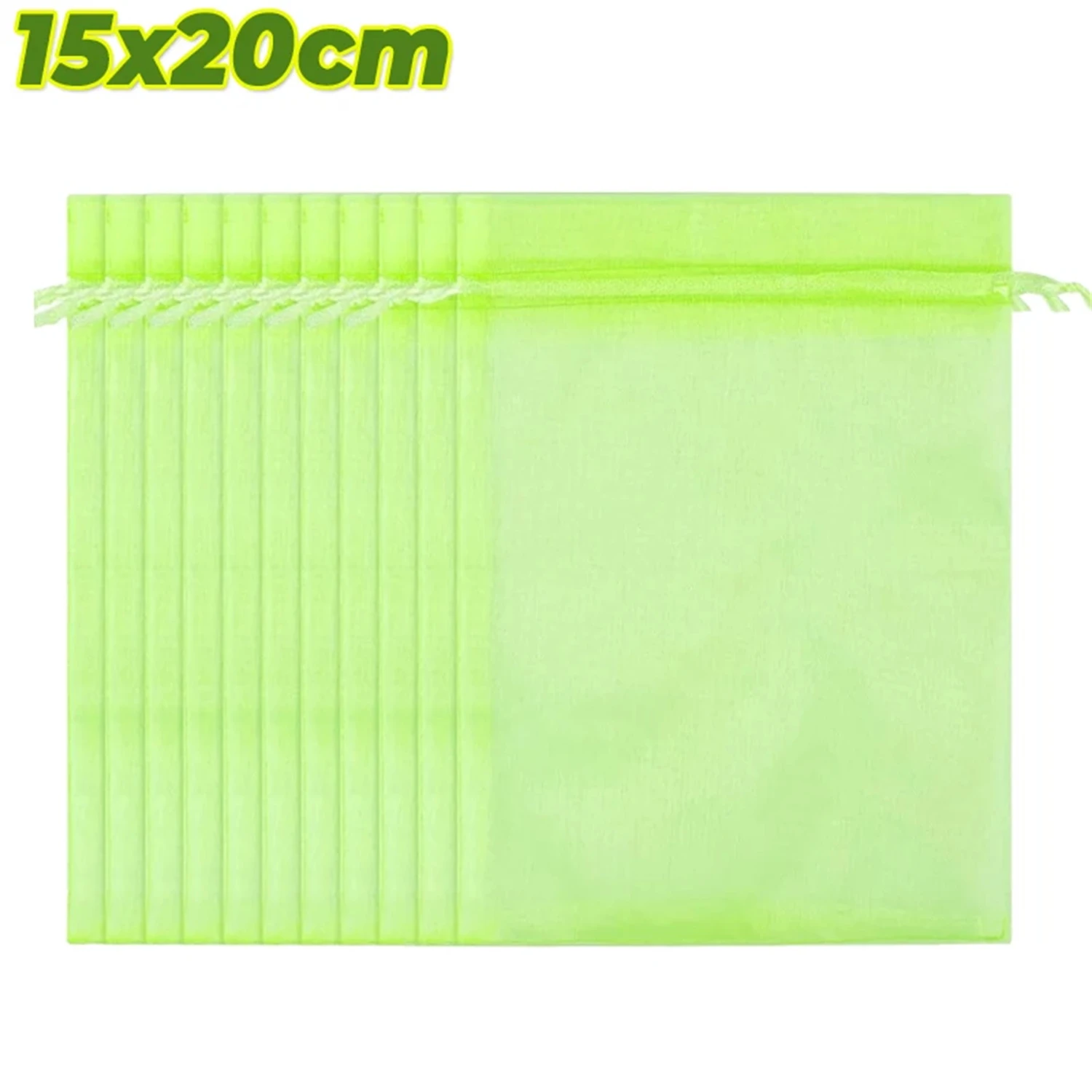 Reusable Drawstring Green Pest Barrier Net Bags for Garden Fruits and Vegetables