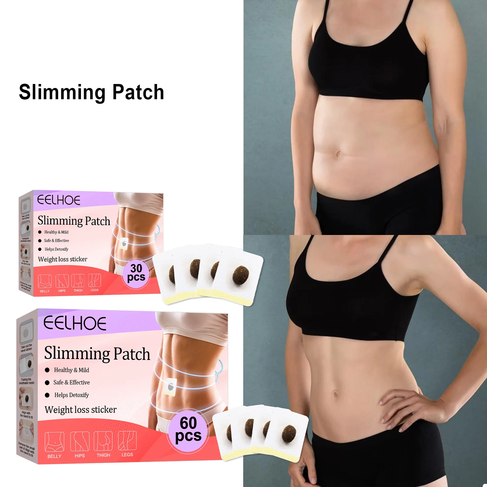 Bauch-Schlankheitspflaster, schnell brennendes Anti-Cellulite-Pflaster, Detox-Klebefolie, verbessert den Magen, Nabel-Aufkleber, Gewichtsverlust, Frim-Haut_voghion.com