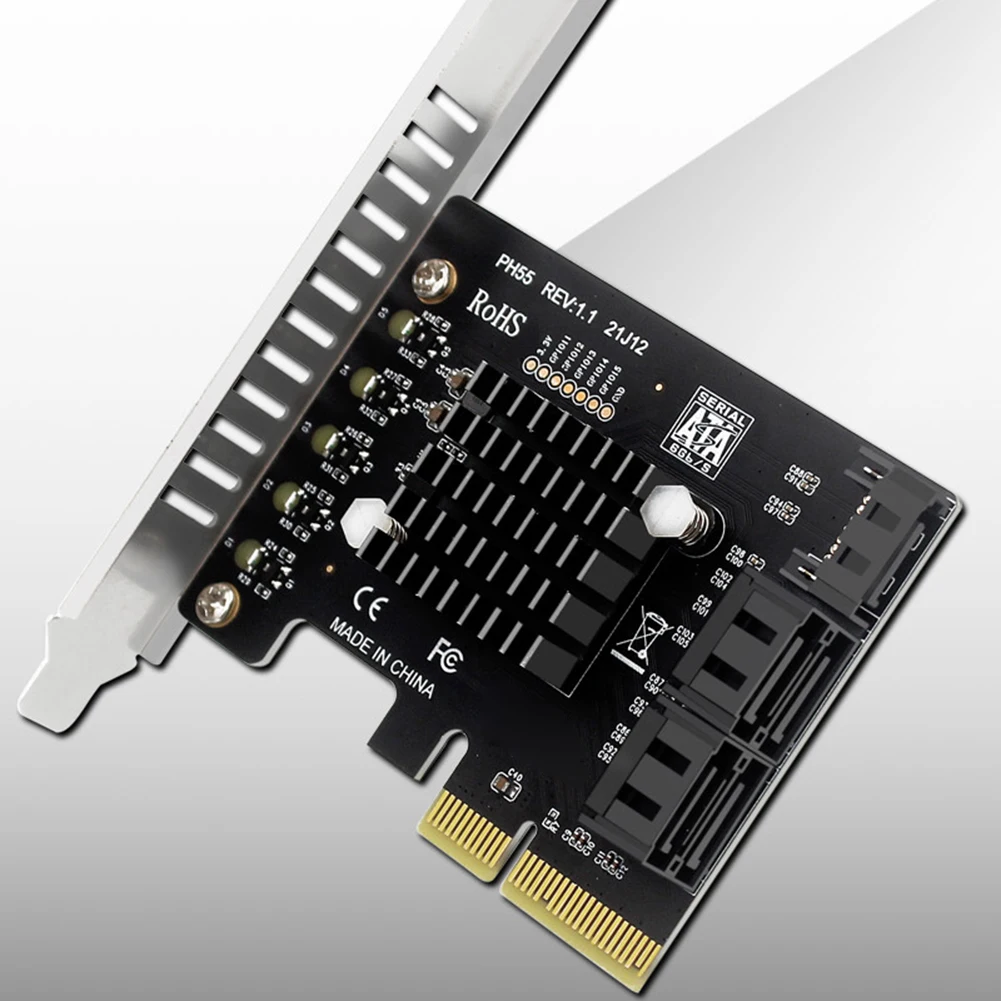 PCIe to 5 포트 확장 카드, 캐스케이드 트림 지원, PCI-E SATA 3.0 컨트롤러 카드, 윈도우, 리눅스, 맥 OS용, SATA 3.0