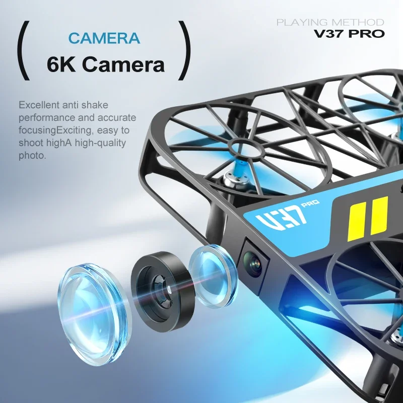 NEW V37 Square Drone with 4K HD Camera FPV Live Video Gravity Sensor One Key Take-off Remote Control Aircraft Small UAV for Kids