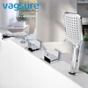 Square Bathtub Tap Waterfall Faucet Bath Tub Mixer Deck Mounted Tub Split Body Bathroom Faucets Mixer Diverter 2/3 Ouput 2