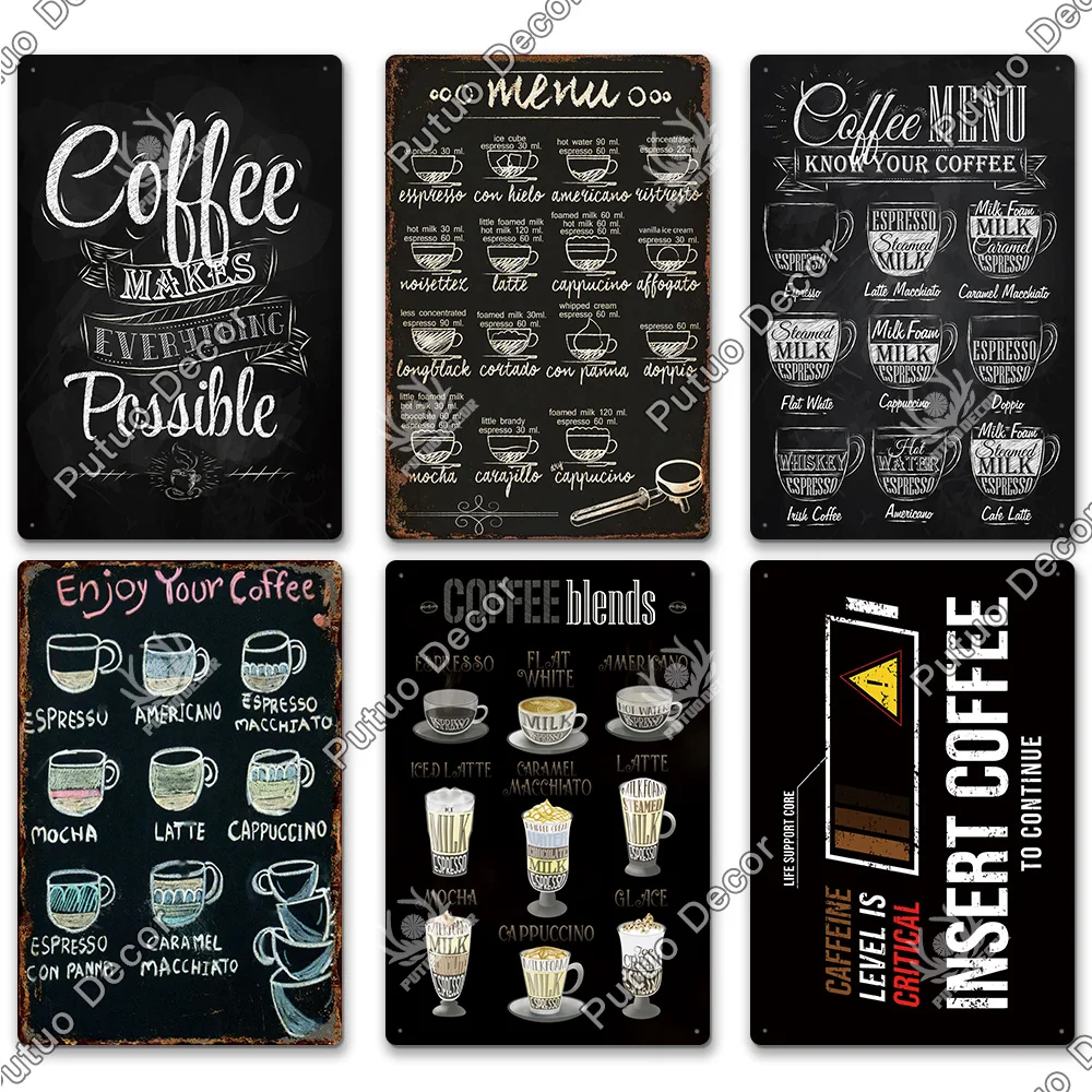 Metal Wall Art Metal Wall Signs Metal Signs Putuo Decor Coffee Vintage Tin Sign Plaque Metal Plate Wall Art Posters For Kitchen Bar Cafe Room Retro Iron Painting