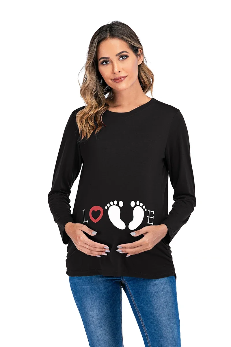 New Maternity Clothes for Pregnant Women Cartoon Print T-shirt Pregnancy  Mom Tshirt T Shirt   Long Sleeve Tops 5