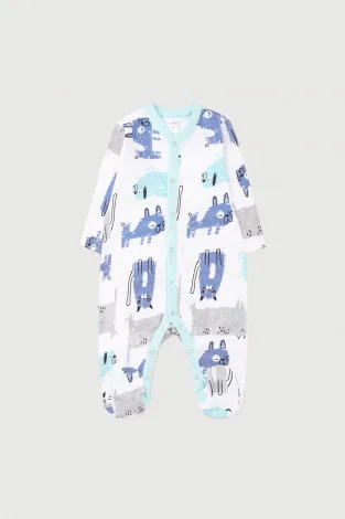 Jumpsuit crockid to 6164 for boys aquamarine cat dog White warm autumn winter  CROCKID Крокид baby clothes children's store