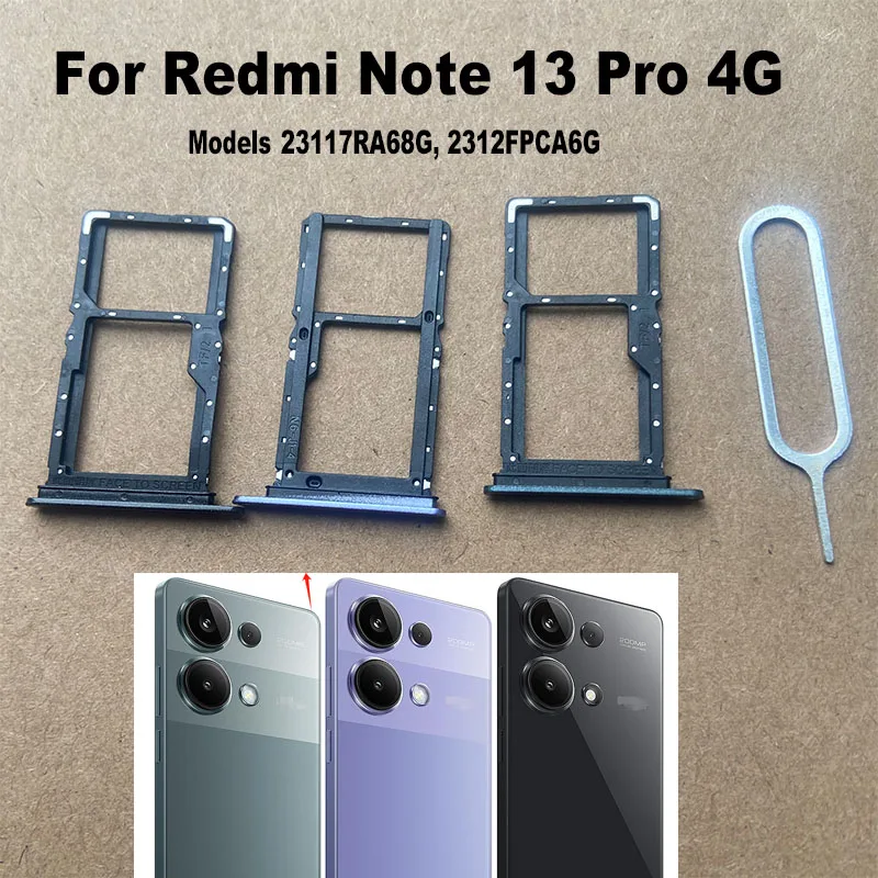 New Sim Card Tray For Xiaomi Redmi Note 13 Pro 4G 5G Slot Holder Socket Adapter Connector Repair Parts Replacement