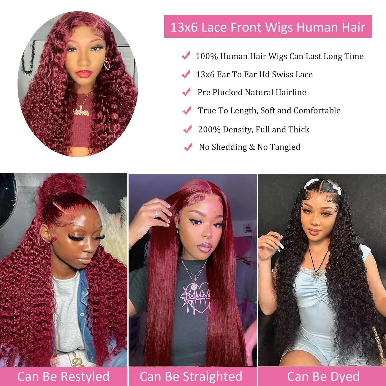 28Inch 99J Burgundy Deep Wave 13x4 HD Lace Frontal Human Hair Wigs Preplucked Red Colored Water Curly Lace Front Wig for Women