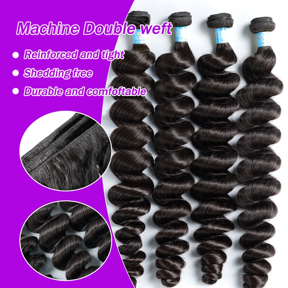 Melodie Loose Wave Human Hair Bundles 3 4 Deals 12A Grade 100% Raw Virgin Hair Extension Unprocessed 40 Inch Brazilian For Women 3